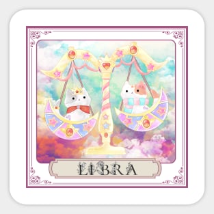 Libra Horoscope Twin Cats Sticker